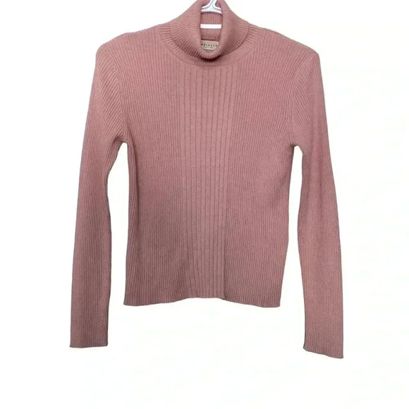 Melrose  petites dusty rose, acrylic/cotton turtleneck - Picture 1 of 6